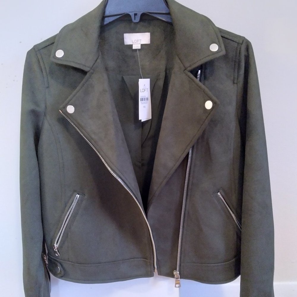NWT LOFT Faux Suede Moto Jacket